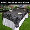 Scary Halloween Table Cover, 53x69inch Rectangles Festival Black Lace Tablecloth Decoration for Festives Occasion