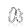 Wisteria S925 Sterling Silver Couple Rings with Mori Style Epoxy Design - Elegant and Unique Pair