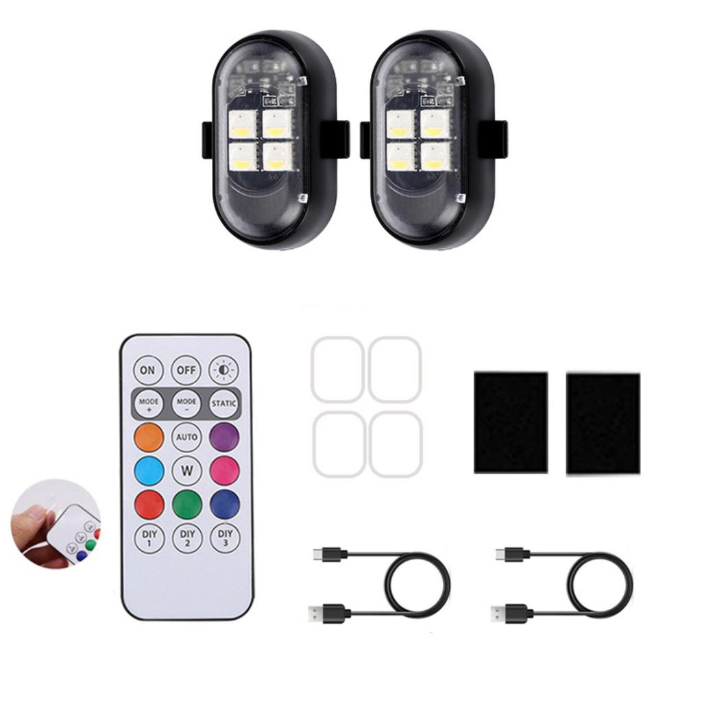 Car Wireless Remote Control Light 4 LED Beads 8 Color Ambient Light Set