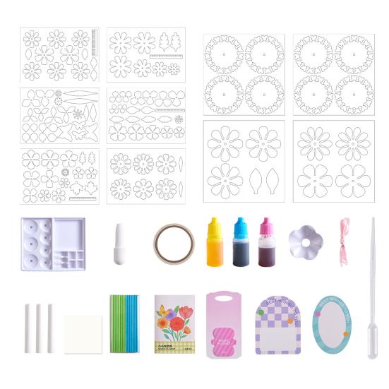 1 Set DIY Watercolor Flower Art Kit Handcrafted Coloring Paper Flower Kit