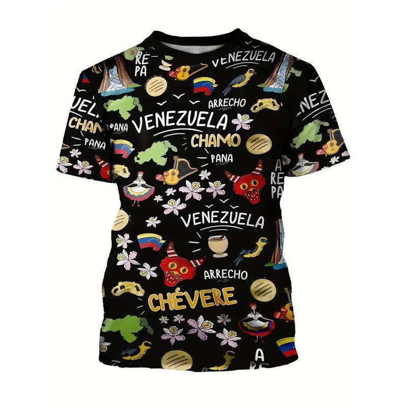 Venezuela Flag Print Short Sleeve T-Shirt, Stylish Casual Tee