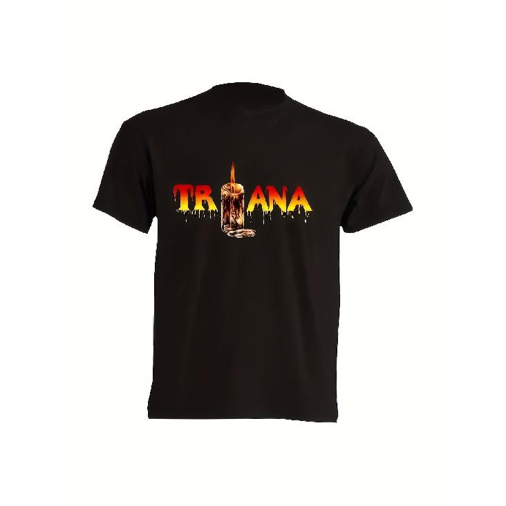 Unisex Heavyweight T-Shirt - Triana For Rock Spanish Sevilla Graphic Tee Black With Red & Yellow Accents, Crew Neck, Regular Fit, Durable Fabric,