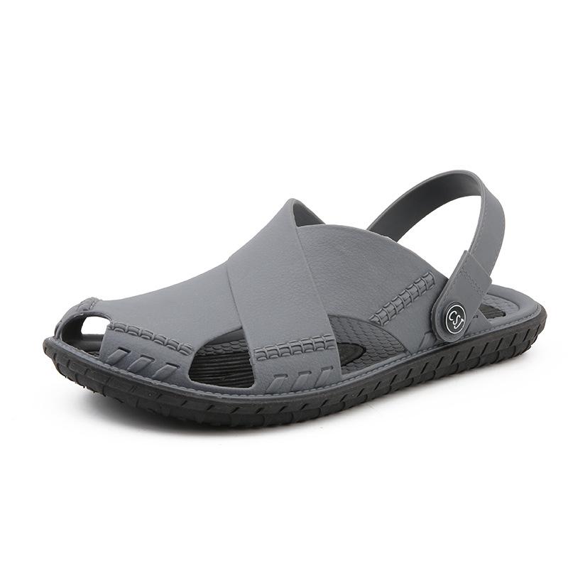 Летние пляжные тапочки уличные домашние туфли с отверстиями нескользящие тапочки для ванной комнаты с толстой подошвой 44 шифер серый 4519₽