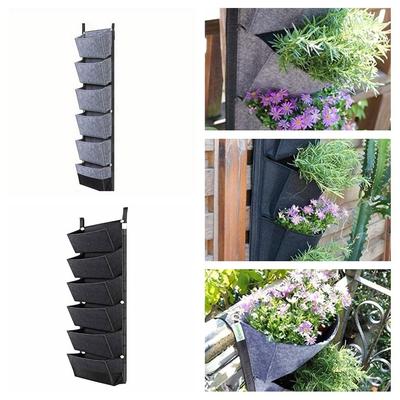 Felt 6 Pockets Planting Bags Waterproof Thickened Wall Mounted Planting Bags 6 Pockets Wall Mounted Vertical Planting Bags