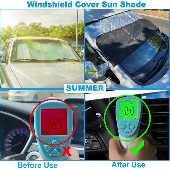 NUZEKY Windshield Cover for Ice and Snow: Car Windshield Snow Cover with 5 Layers Protection, Strong Magnetic Edges Frost Guard Windshield Cover, Car