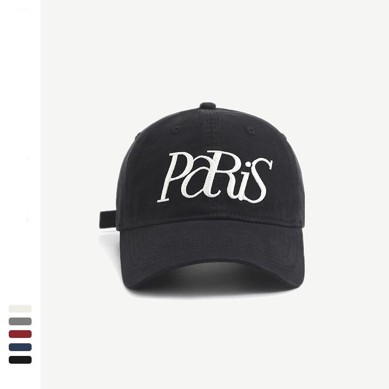 New retro baseball cap women's summer big head circumference wide brim showing face small simple letter embroidered cap