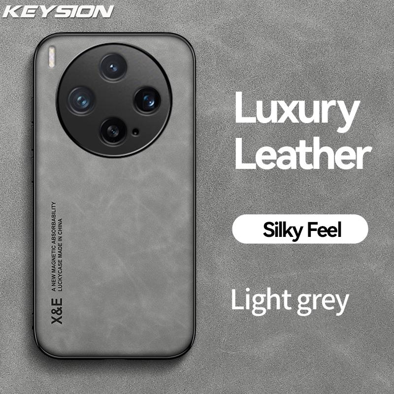 KEYSION Luxury Retro PU Leather Phone Case for VIVO X300 Pro 5G Soft Silicone+PC Shockproof Phone Back Cover for VIVO X300 Pro