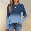 Fashionable Women's Long-sleeved Gradient Round Neck Casual Pleated Loose Top