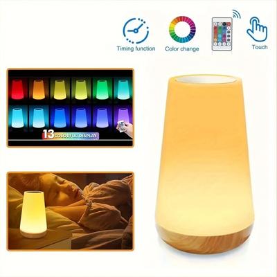 RGB dotyková nočná lampa 13-farebná USB nabíjateľné nočné svetlo s diaľkovým ovládaním, časovačom a 3 režimami pre spálňu, domácu dekoráciu