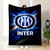 Inter Logo with Electric Blue Background Flannel Blanket for Bedroom, Living Room, Sofa, and Nap Sofas