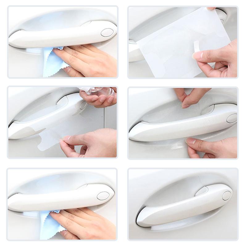 8Pcs Car Door Handle Stickers Transparent Protector Film For Jeep Renegade Compass Grand Cherokee Wrangler Patriot Rubicon