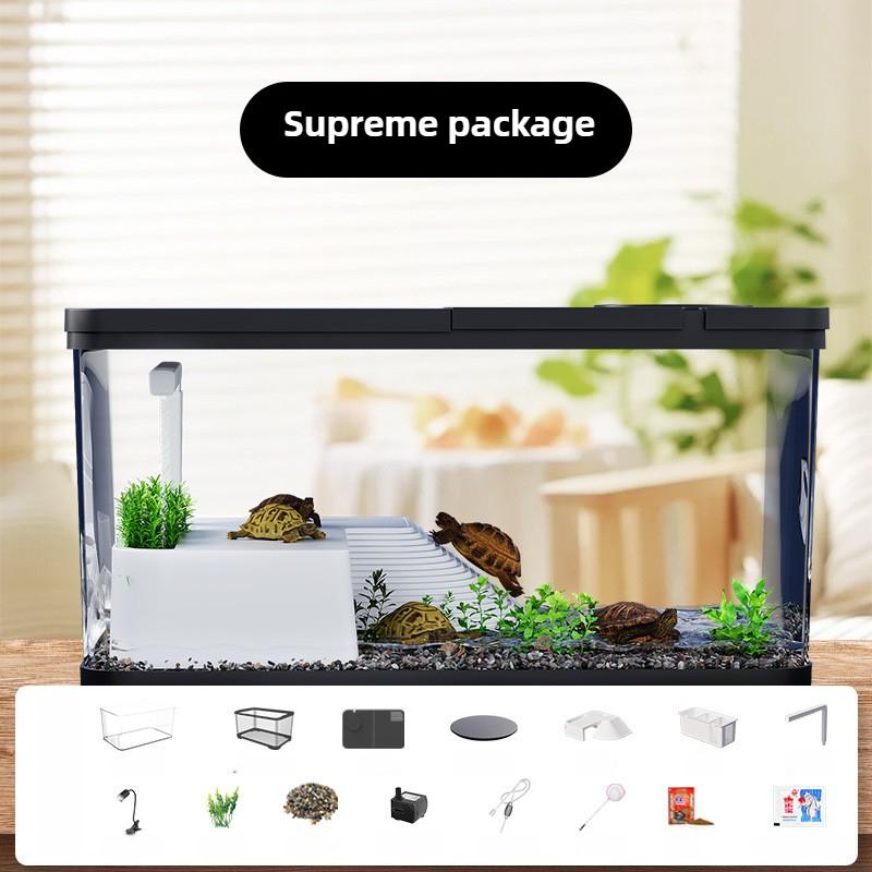 

Turtle Tank Glass with Sunlight Backlight Desktop Landscaping Turtle Tank Terrariums Breeding Container Reptile Pet Product