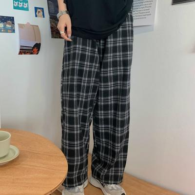 Women Plaid Pants Casual Oversize Loose Wide Leg Trouser Retro Teens Harajuku Plus Size Hip-hop All-match Streetwear