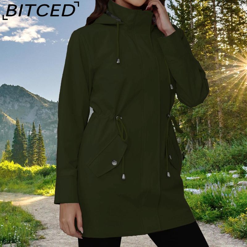 BITCED Frühlings-/Herbst Slim-Fit Kapuzen-Windjacke für Damen - Vielseitiges Freizeit-Oberteil