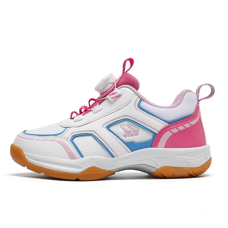 Girls Tennis Shoes Non-slip Children's Sports Shoes Leather Surface Breathable Lightweight Youth Training Shoes Boys Badminton Shoes