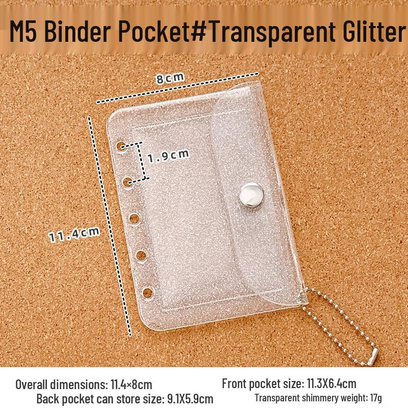 PVC Glitter Transparent A7/M5 Loose-Leaf Notebook & Storage Set