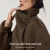 VICTORIA&VERA Women's Double-Faced Wool Blend Coat with Convertible Collar