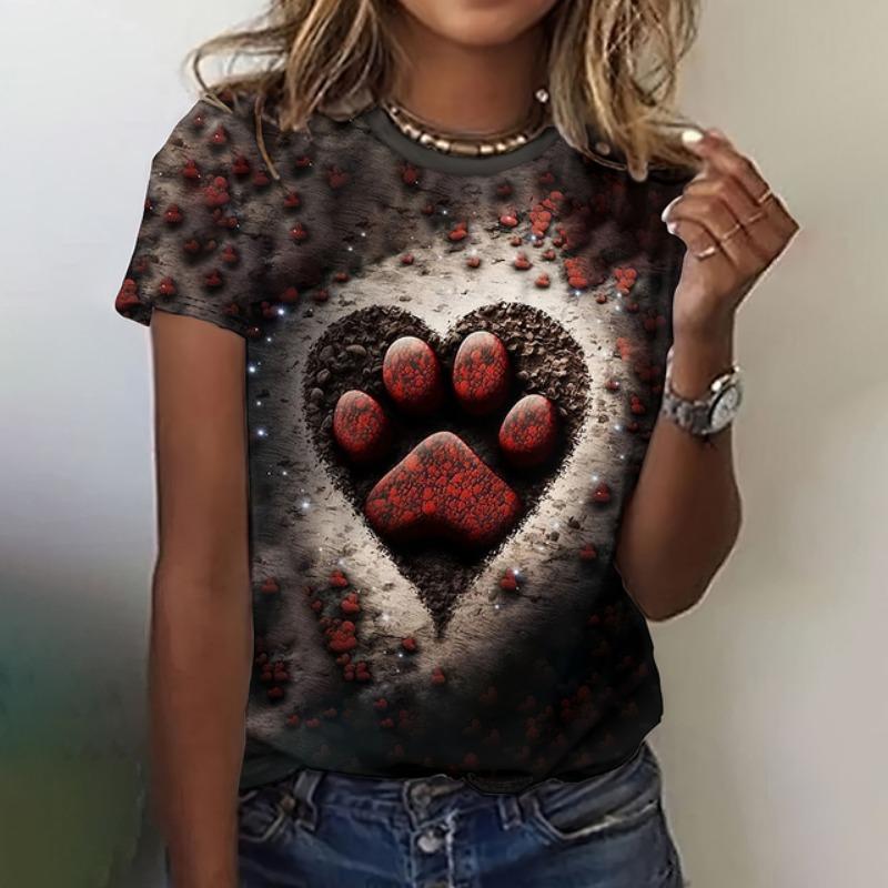 Mode 3D Blume Liebe Druck T Shirt Für Frauen Nette Mädchen Kurzarm Tops Casual Oansatz Lose Pullover Sommer Trend Kleidung