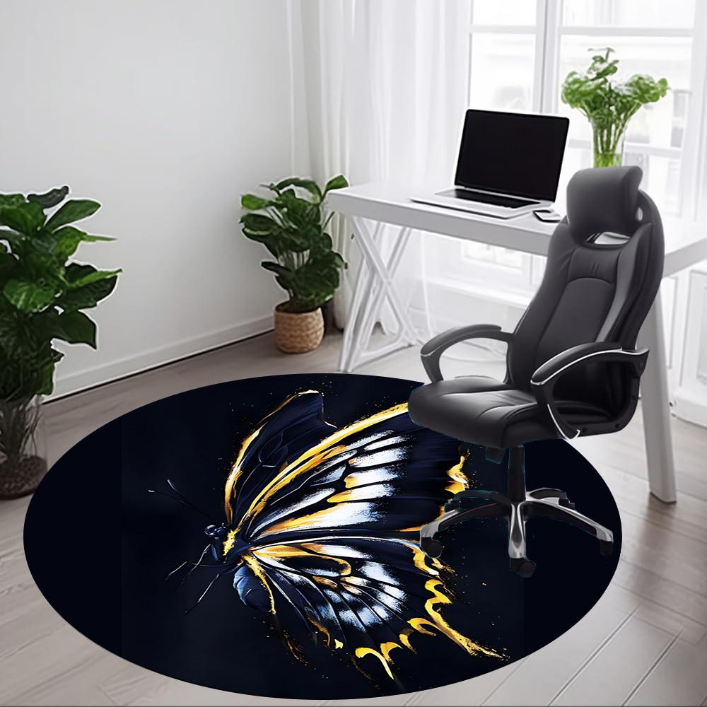 1pc Butterfly Wings Office Round Area Rug, Indoor Mat Suitable For Office, Under Office Chairs Bedroom Living Room Home Decor, Room Deco