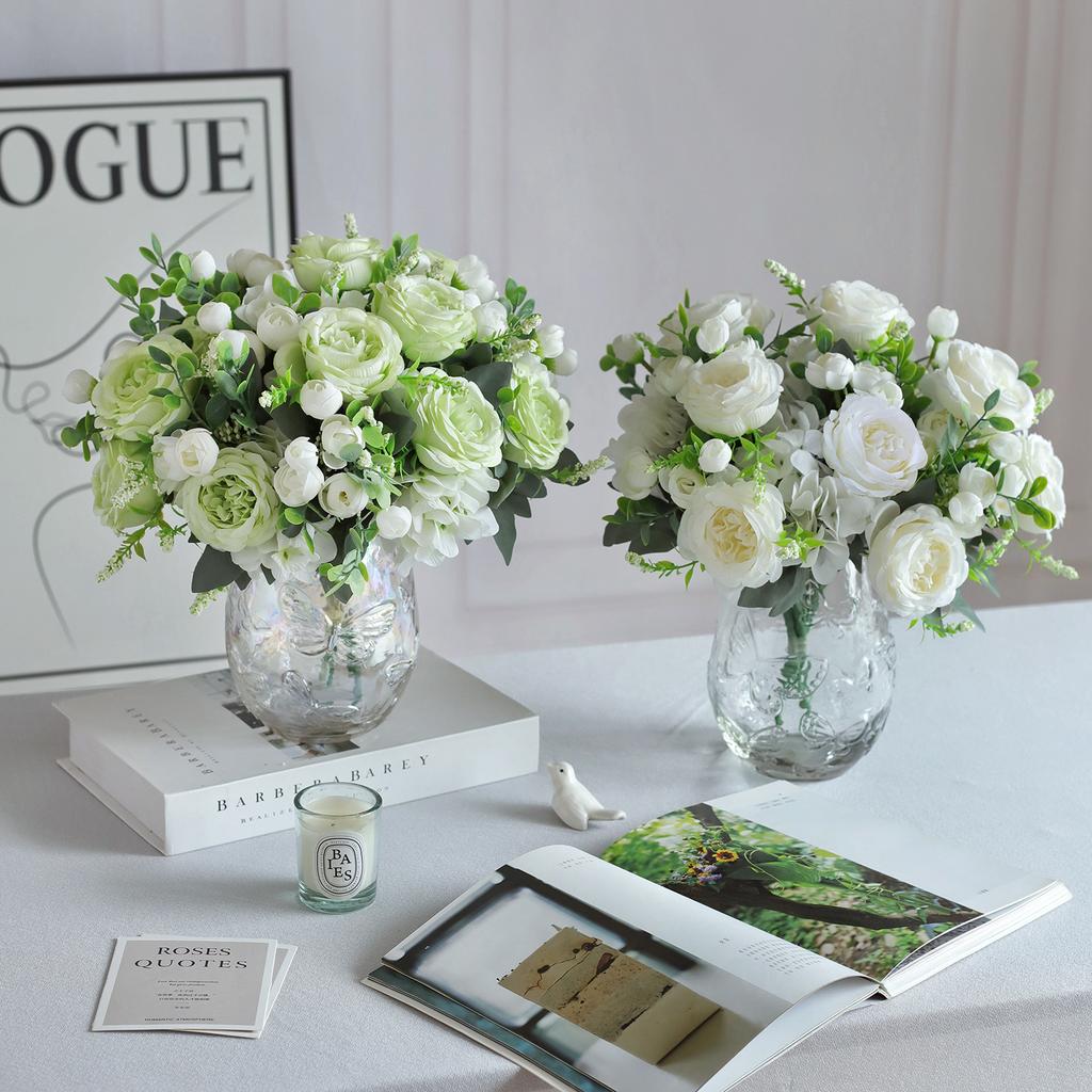 1/3PCS Artificial Flowers Wedding Table Home Bedroom Decoration Bridal Bouquet Garden Fake Silk Peony Hydrangeas Vase Outdoors