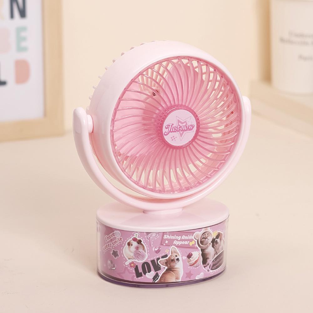 2026 Portable Cartoon USB Desktop Fan: Strong Wind & Rechargeable