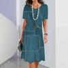 2026 Women's Elegant Casual Floral O Neck Loose Holiday Beach Party Dress Short-sleeved Summer Dress