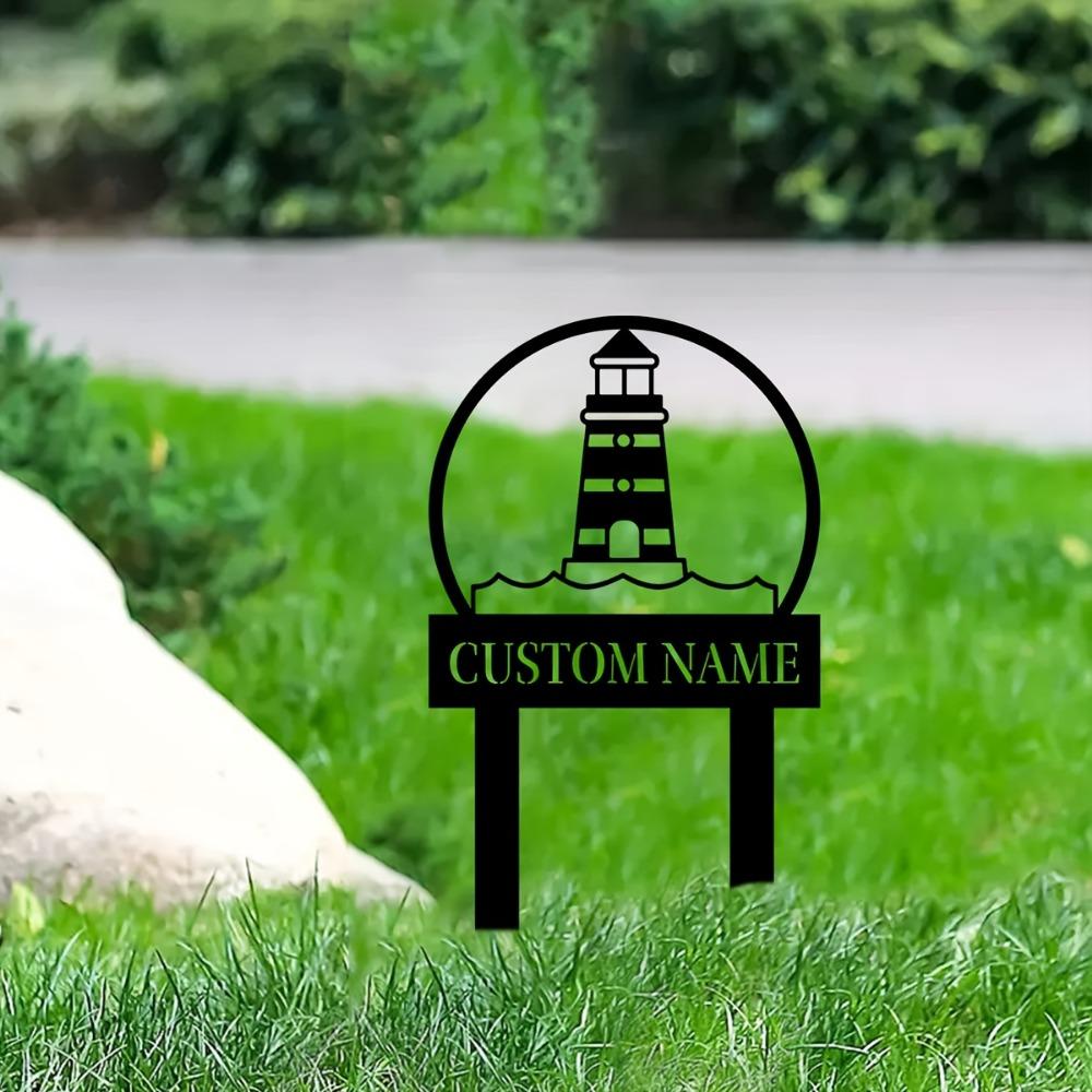 Personalized Lighthouse Garden Stakes Custom Lawn Durable Yard Art Housewarming Patio Gift Custom Sign Feature
