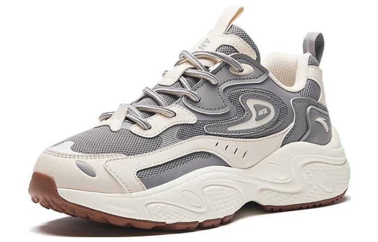 Men's Sneakers Anta Cushioning Slip Resistant Abrasion Resistant Breathable Low top Casual Shoes Men's Gray
