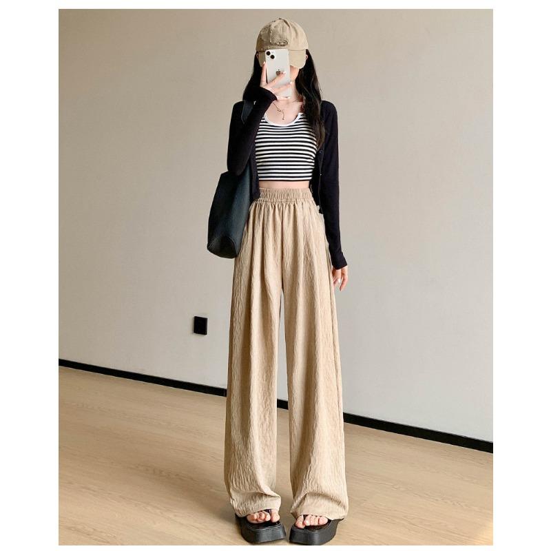 Acetate Velvet Yamamoto Pants Women's Ice Silk Wide-leg Pants Summer Texture Milk Pants Women's Pants Casual and Thin Straight Mopping Pants