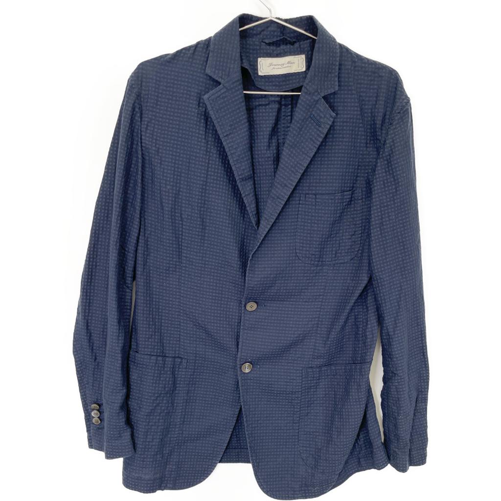 JOURNEYMAN Navy Seersucker Jacket Jacket M NavyUsed