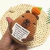 Positive Crochet Animals Capybara Doll With Card Desktop Ornament Handmade Knitted Cheer Up Capybara Doll Home Room Decorations