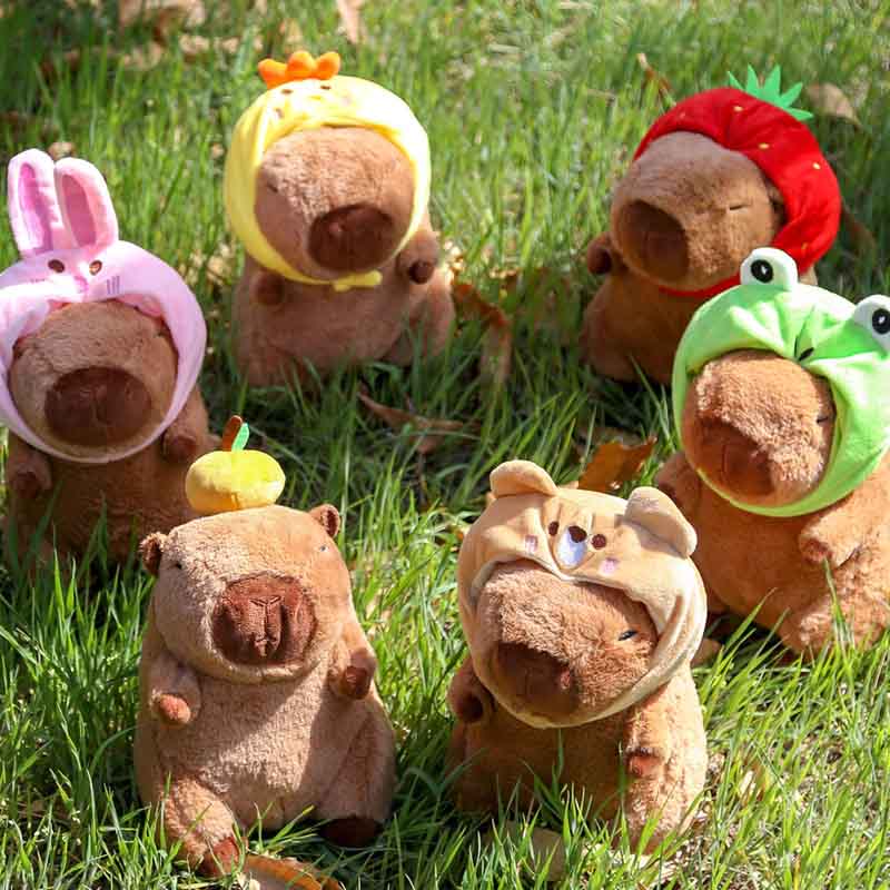2325Cm Hat Kapibara Doll Plush Simulation Capibara Anime Fluffty Toy Cute Doll Stuffed Animals Soft Doll Plush Christmas Gifts