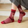 5/10 Pairs Comfortable Casual and Versatile Cartoon Reindeer Wool Socks Halloween Mid Calf Christmas Socks Thickened Warm Towel Socks