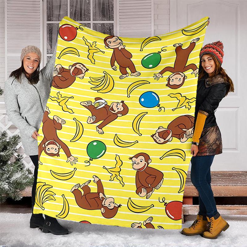 1pc Curious George7 Theme Blanket - Digital Print, Polyester, Cozy for All Seasons, Perfect for Outdoor, and Travel