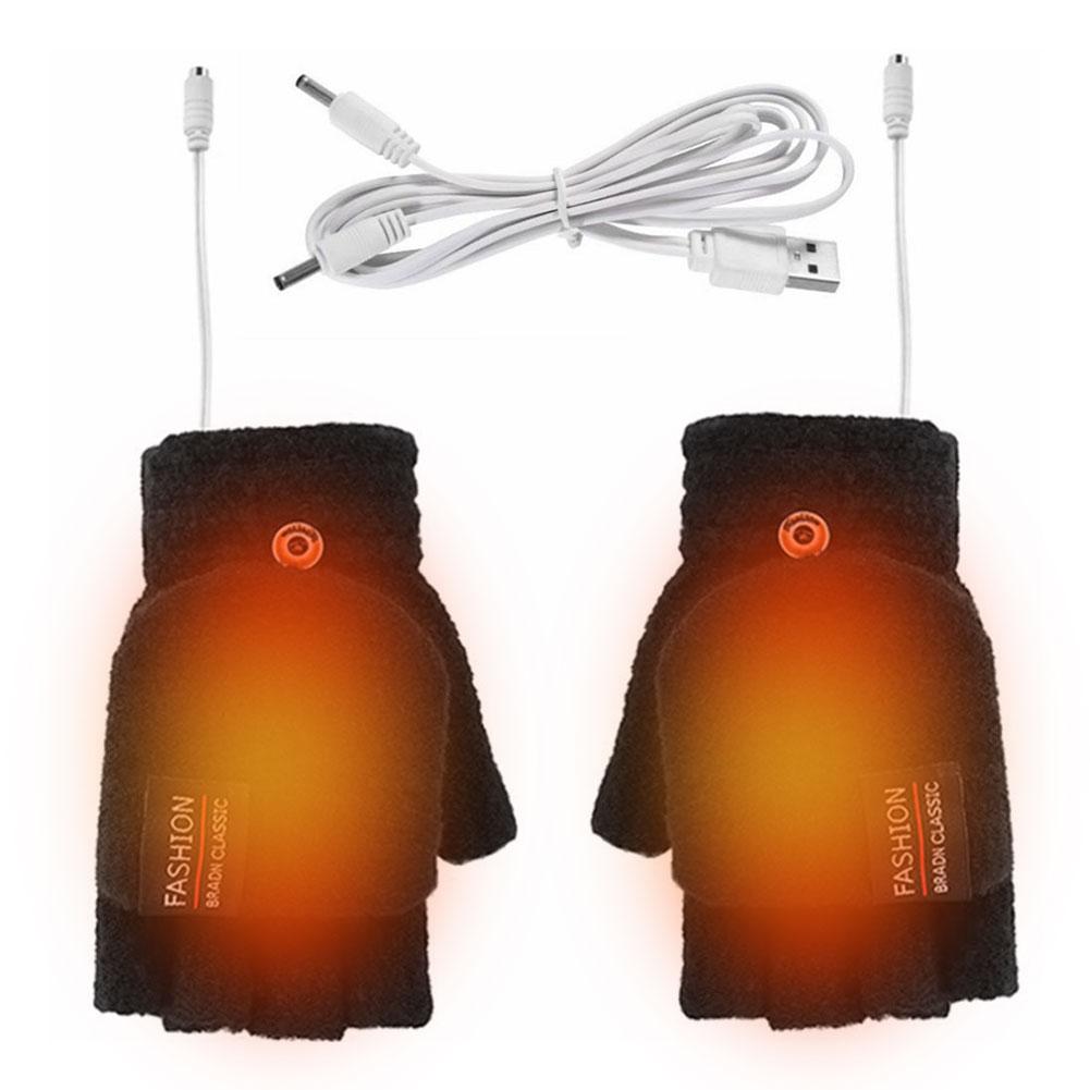 Double-Sided Heating Gloves Washable Rechargable Mittens Warm Full Half Finger Warmer Electric Thermal Gloves for Outdoor Hiking