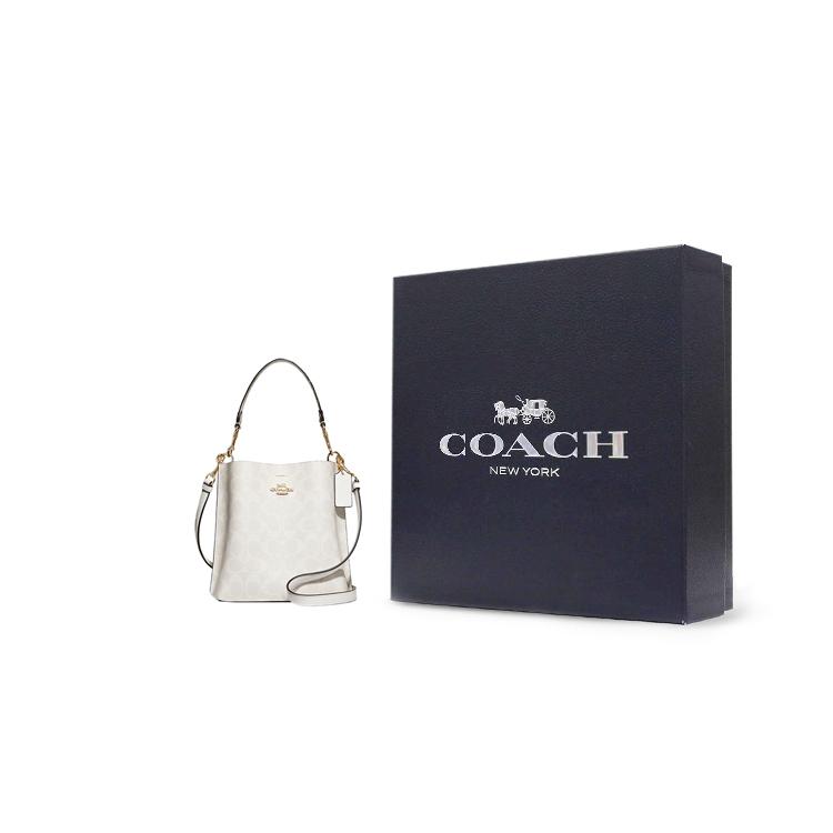 New COACH Mollie Artificial Leather Bucket Bag Handbag Shoulder Bag Crossbody Bag Small Size Women's Chalk White CA582-IMRFF