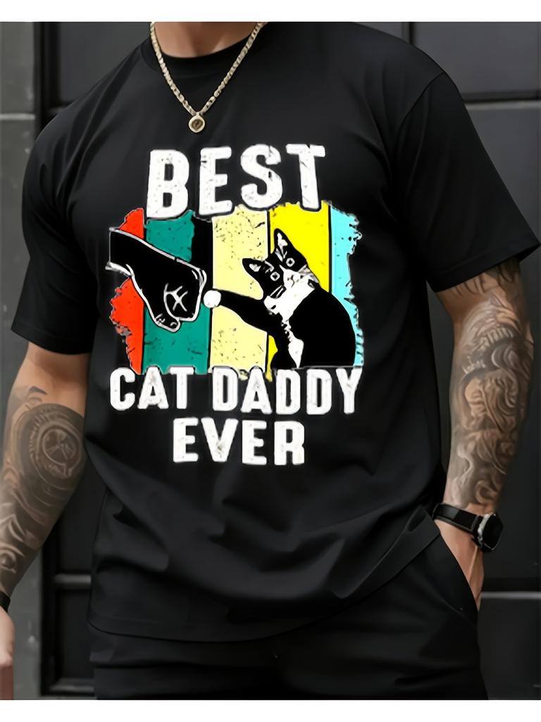 Best Cat Daddy Ever Father'S Day Gift Funny Cat Fist Bump Graphic T-Shirt Funn