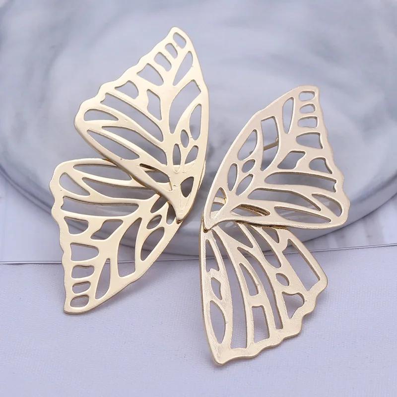 

Полые серьги-бабочки, романтические элегантные металлические серьги в форме большого веера для женщин, модные ювелирные изделия, подарки, новое поступление золотой