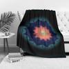 Vibrant Abstract Sunset Galaxy Fleece Blanket - Dark Blue Space Print Bed Blanket for Women Teen Gifts