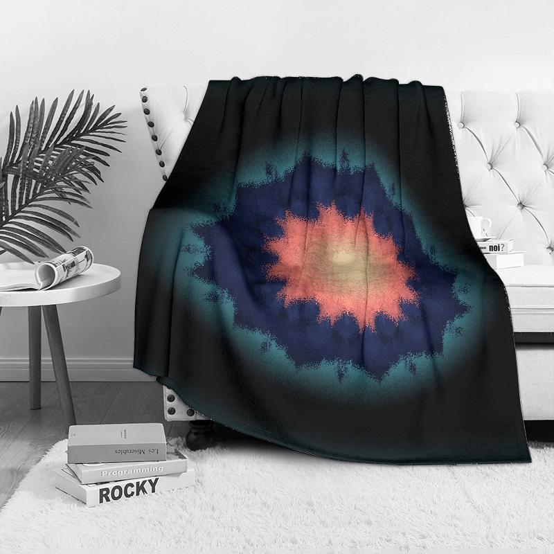 Vibrant Abstract Sunset Galaxy Fleece Blanket - Dark Blue Space Print Bed Blanket for Women Teen Gifts