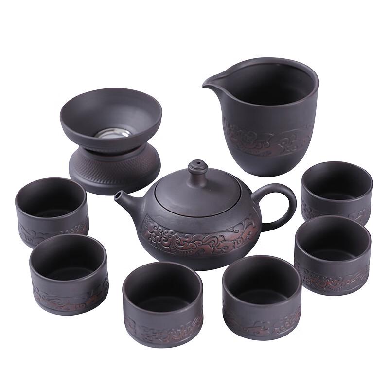 Jianshui Purple Clay Embossed 12-Piece Gongfu Tea Set