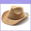 Western Cowboy Hat With Suede Leather For Men And Women In Folk Style