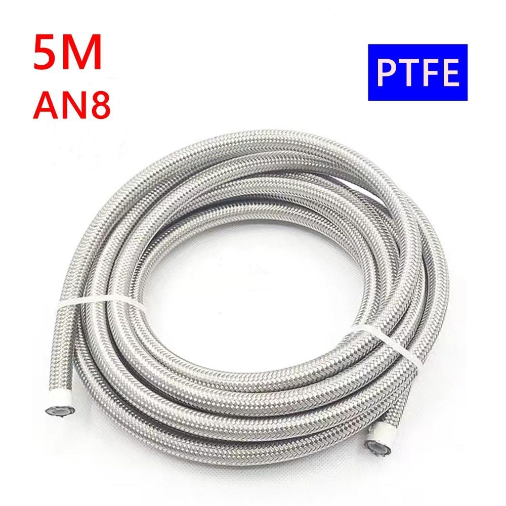 5M PTFE Universal Racing Hose AN4-AN12 Stainless Steel Braided Brake Hose Fuel Oil Line Oil Cooler Car Hose Pipe Black Silver
