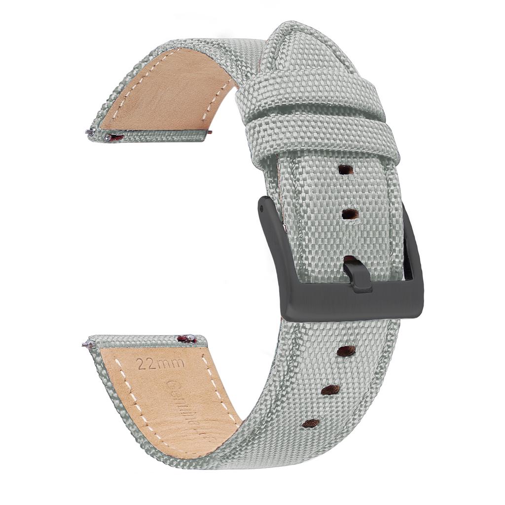Genuine Leather Nylon Watch Band 20mm 22mm Quick Release Watch Strap for Military Rugged Thickened Ribbed Canvas Watchband Belt