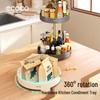 Rotating Kitchen Countertop Seasoning Rack: Multifunctional Storage for Oil, Salt, Soy Sauce, Vinegar, and More