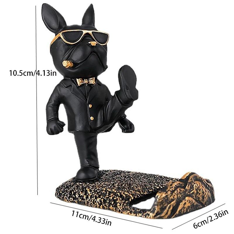Cute Graffiti Bear Resin Statue & Phone Holder Funny Desk Decor Creative Gift for Friends Cool Bedroom Shelf Ornament With