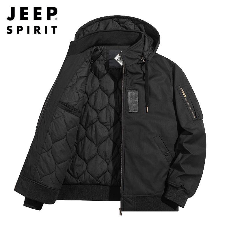 JEEP SPIRIT Quilted Cotton Workwear Jacket - Casual, Thick, Versatile for Autumn/Winter