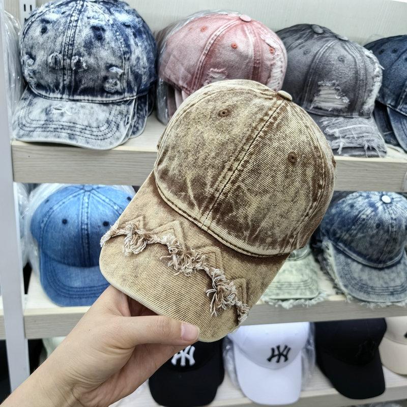 Washed and Broken Tie-dyed Denim Baseball Cap Men's Old Fashion Young Couple Versatile Face Small Casual Cap
