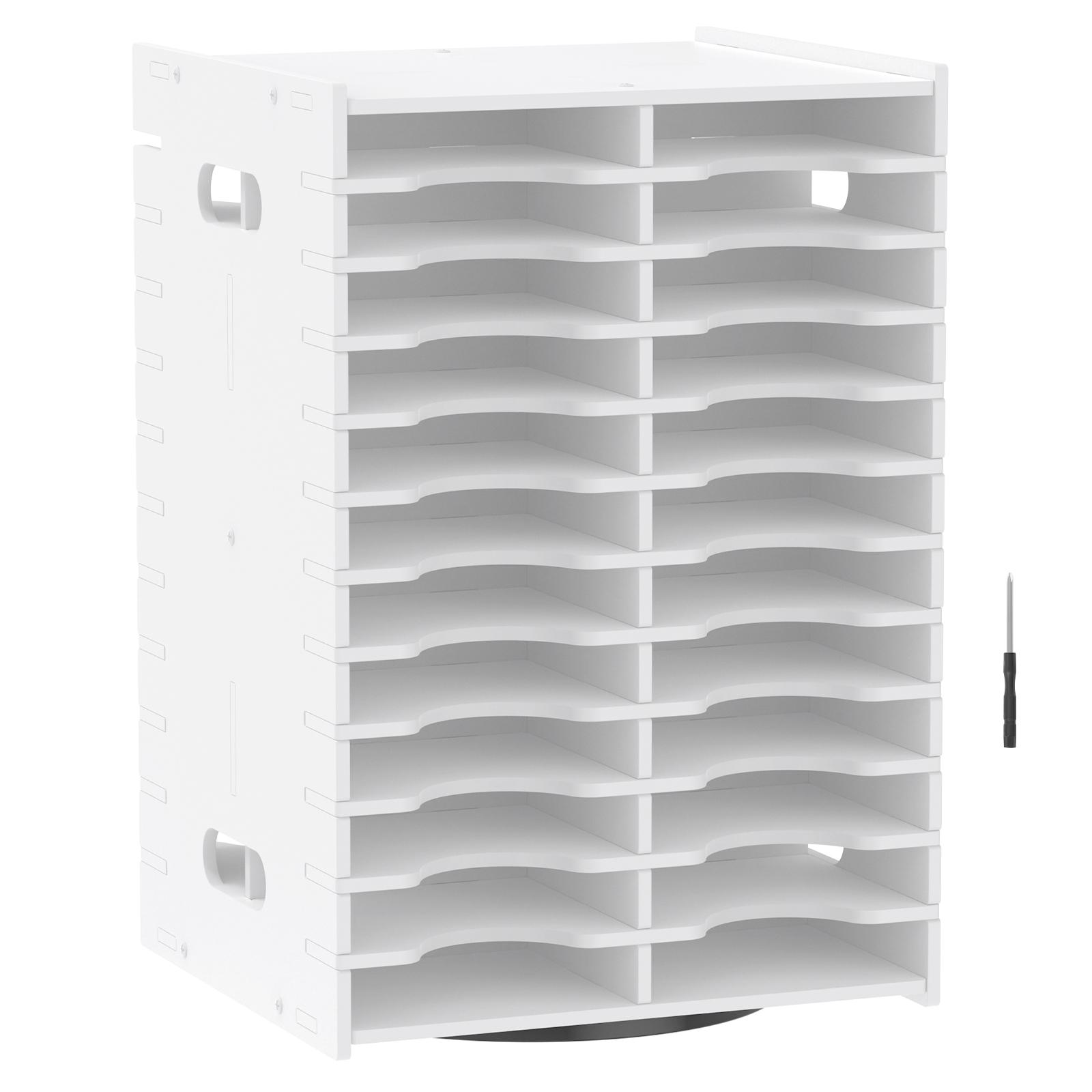 

24 Slot Rotatable Ink Pad Holder Stamp Pad Storage Items Plastic Racks for DIY Craft Supplies Large Capacity Desktop Organizer білий