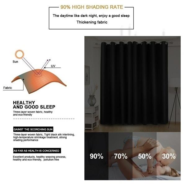 Modern Blackout Curtains for Window Treatment Blinds Finished Drapes Solid Color Blackout Curtains for Living Room Bedroom Grommet Top 1pc